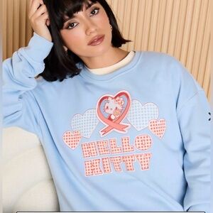 Boxlunch Exclusive Sanrio Gello Kitty and  Friends Gingham embroidered crewneck